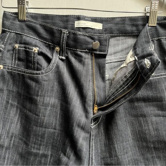 Oak + Fort wide leg carpenter utility denim jeans Sz M - Picture 4 of 16